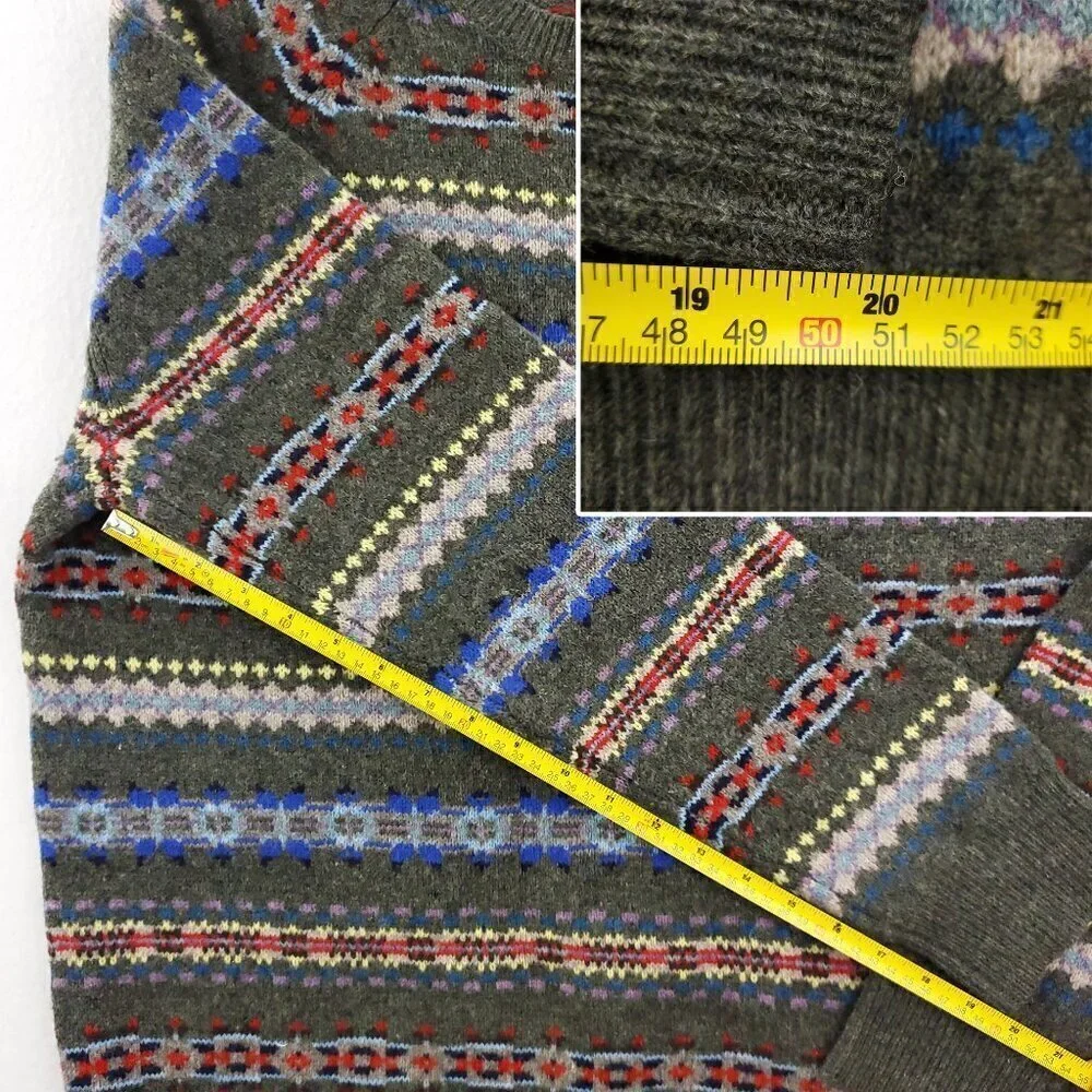 J. Crew Fair Isle Sweater 100% Lambswool Soft Multicolor Men's XL